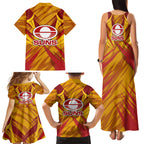 Gold Coast Suns Australian Football Family Matching Tank Maxi Dress and Hawaiian Shirt Heroic Solar Mascot - Bold Team Colors