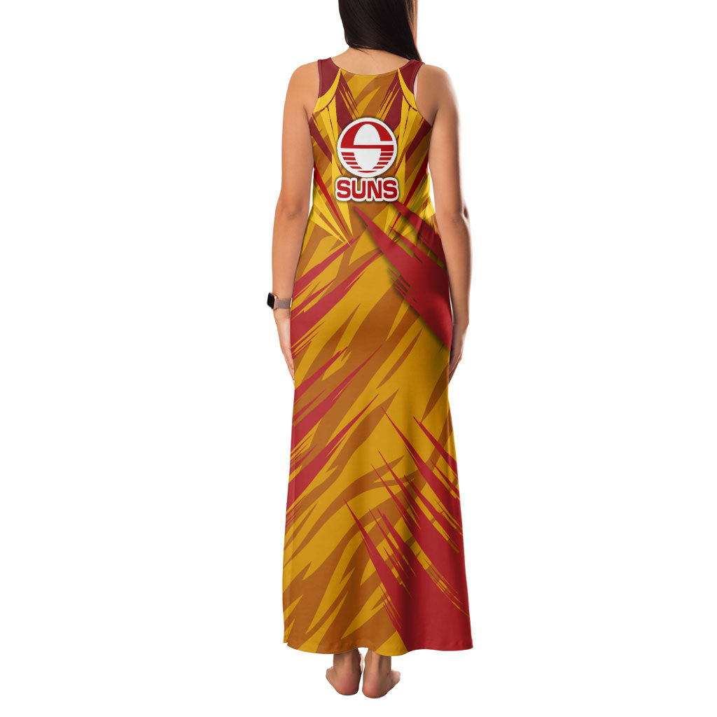 Gold Coast Suns Australian Football Family Matching Tank Maxi Dress and Hawaiian Shirt Heroic Solar Mascot - Bold Team Colors