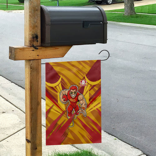 Gold Coast Suns Australian Football Garden Flag Heroic Solar Mascot - Bold Team Colors