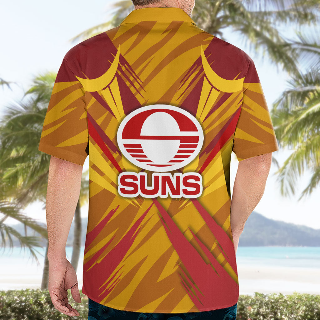 Gold Coast Suns Australian Football Hawaiian Shirt Heroic Solar Mascot - Bold Team Colors