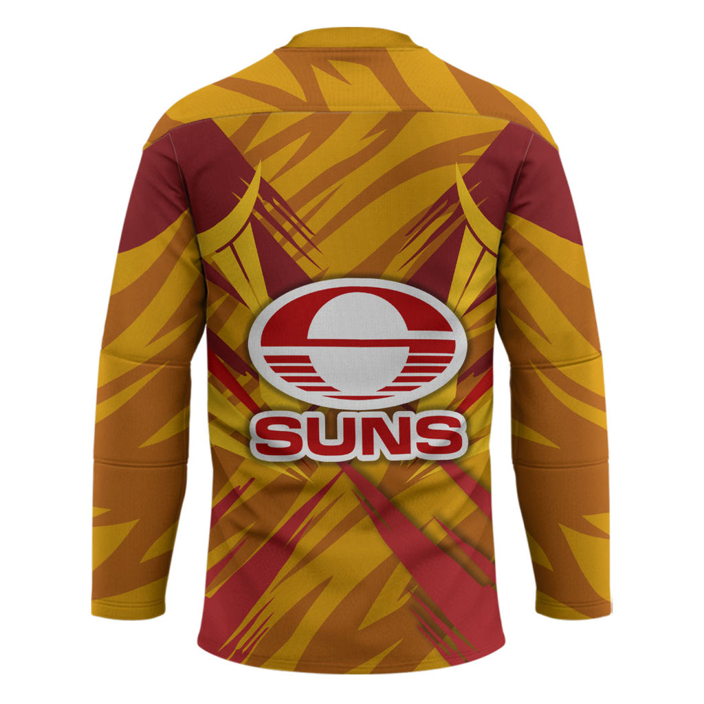 Gold Coast Suns Australian Football Hockey Jersey Heroic Solar Mascot - Bold Team Colors