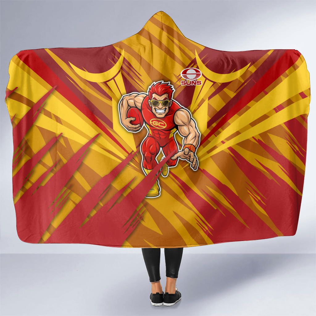 Gold Coast Suns Australian Football Hooded Blanket Heroic Solar Mascot - Bold Team Colors