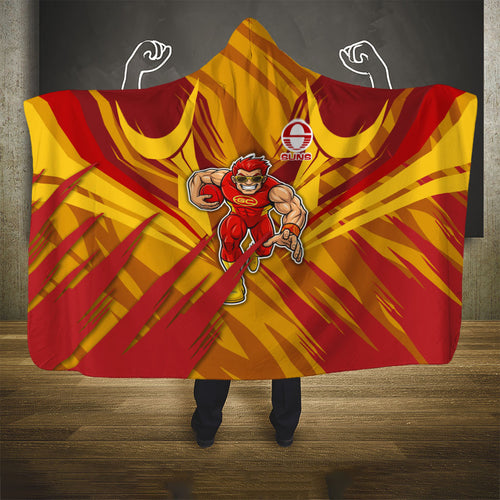 Gold Coast Suns Australian Football Hooded Blanket Heroic Solar Mascot - Bold Team Colors