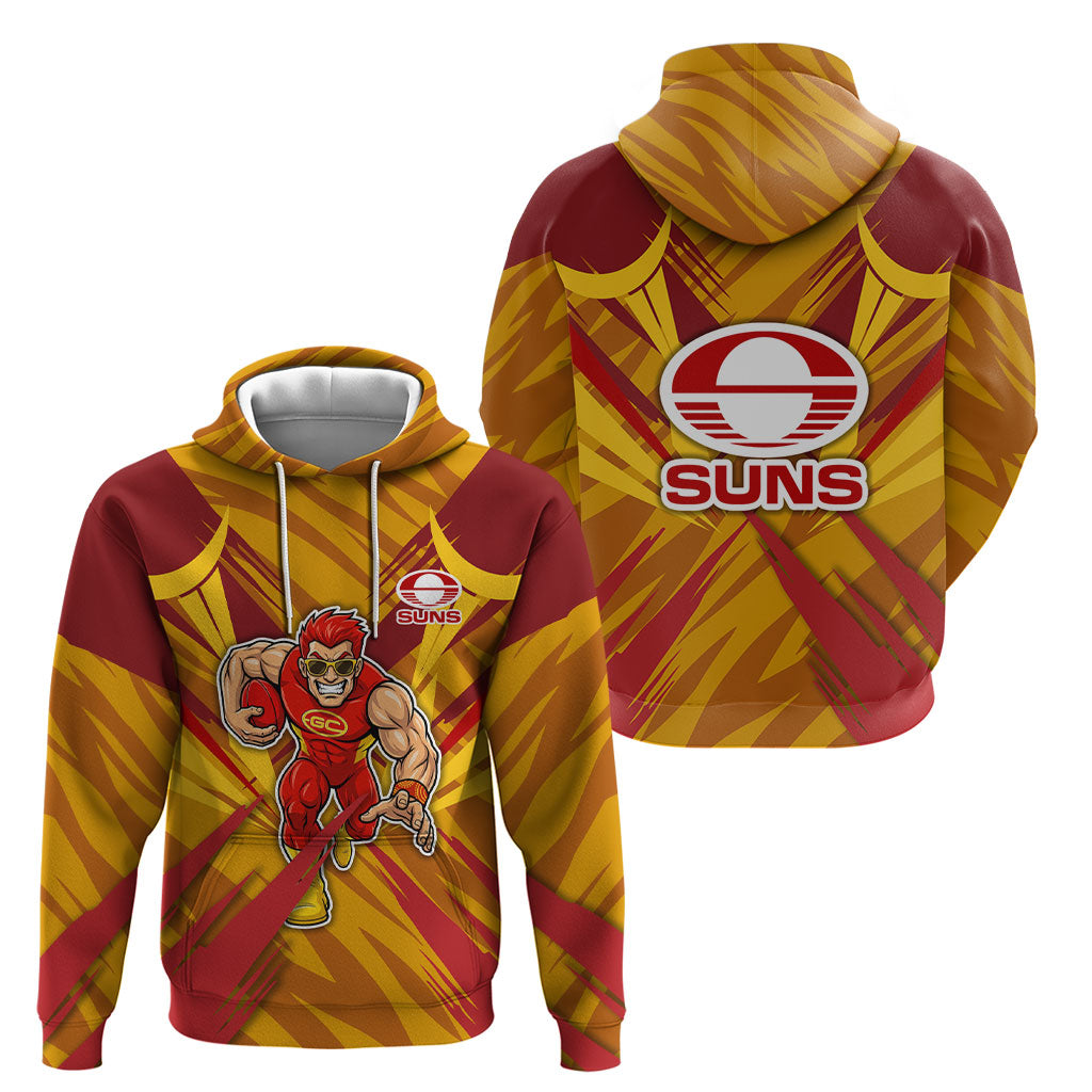 Gold Coast Suns Australian Football Hoodie Heroic Solar Mascot - Bold Team Colors