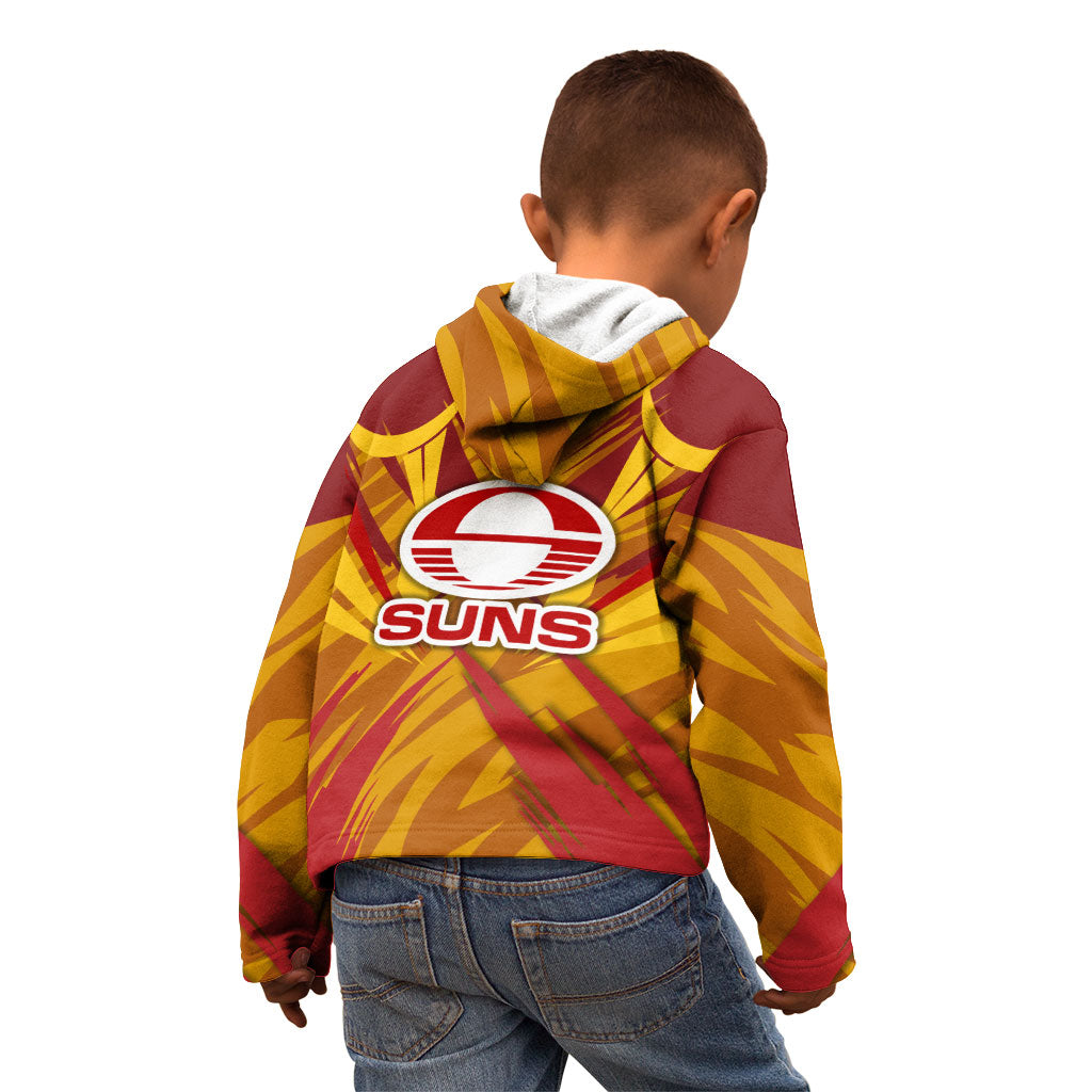 Gold Coast Suns Australian Football Kid Hoodie Heroic Solar Mascot - Bold Team Colors