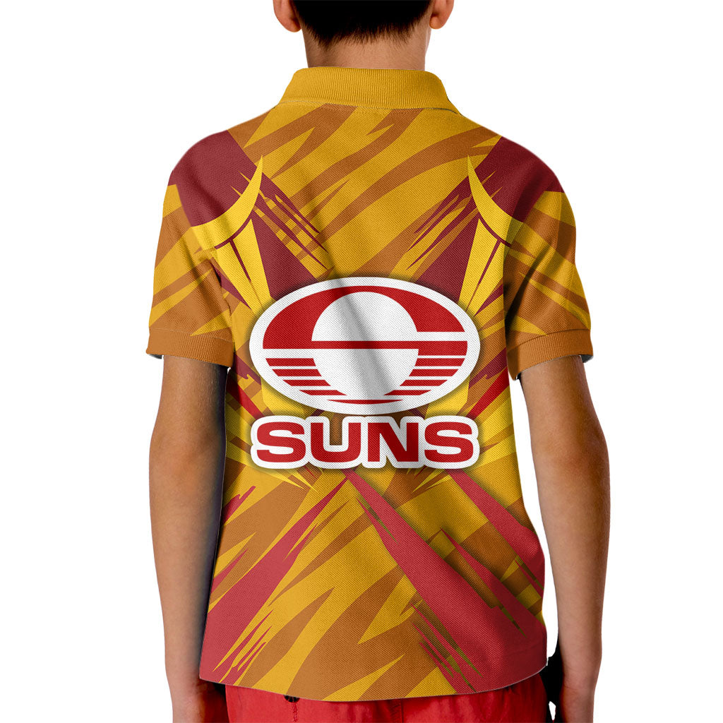 Gold Coast Suns Australian Football Kid Polo Shirt Heroic Solar Mascot - Bold Team Colors