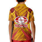 Gold Coast Suns Australian Football Kid Polo Shirt Heroic Solar Mascot - Bold Team Colors