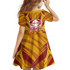 Gold Coast Suns Australian Football Kid Short Sleeve Dress Heroic Solar Mascot - Bold Team Colors