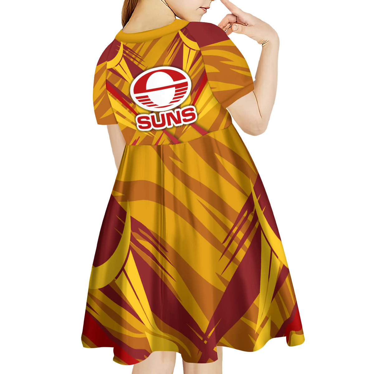 Gold Coast Suns Australian Football Kid Short Sleeve Dress Heroic Solar Mascot - Bold Team Colors