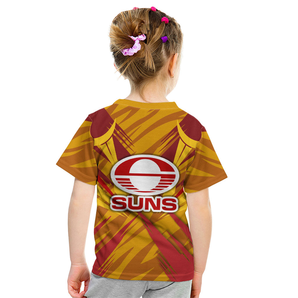 Gold Coast Suns Australian Football Kid T Shirt Heroic Solar Mascot - Bold Team Colors