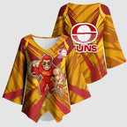 Gold Coast Suns Australian Football Kimono Sleeve Blouse Heroic Solar Mascot - Bold Team Colors