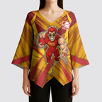 Gold Coast Suns Australian Football Kimono Sleeve Blouse Heroic Solar Mascot - Bold Team Colors