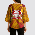 Gold Coast Suns Australian Football Kimono Sleeve Blouse Heroic Solar Mascot - Bold Team Colors