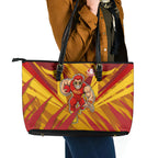 Gold Coast Suns Australian Football Leather Tote Bag Heroic Solar Mascot - Bold Team Colors