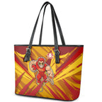 Gold Coast Suns Australian Football Leather Tote Bag Heroic Solar Mascot - Bold Team Colors