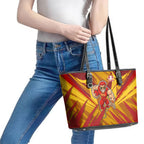 Gold Coast Suns Australian Football Leather Tote Bag Heroic Solar Mascot - Bold Team Colors