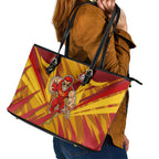 Gold Coast Suns Australian Football Leather Tote Bag Heroic Solar Mascot - Bold Team Colors