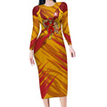 Gold Coast Suns Australian Football Long Sleeve Bodycon Dress Heroic Solar Mascot - Bold Team Colors