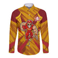 Gold Coast Suns Australian Football Long Sleeve Button Shirt Heroic Solar Mascot - Bold Team Colors
