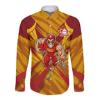 Gold Coast Suns Australian Football Long Sleeve Button Shirt Heroic Solar Mascot - Bold Team Colors