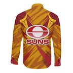 Gold Coast Suns Australian Football Long Sleeve Button Shirt Heroic Solar Mascot - Bold Team Colors