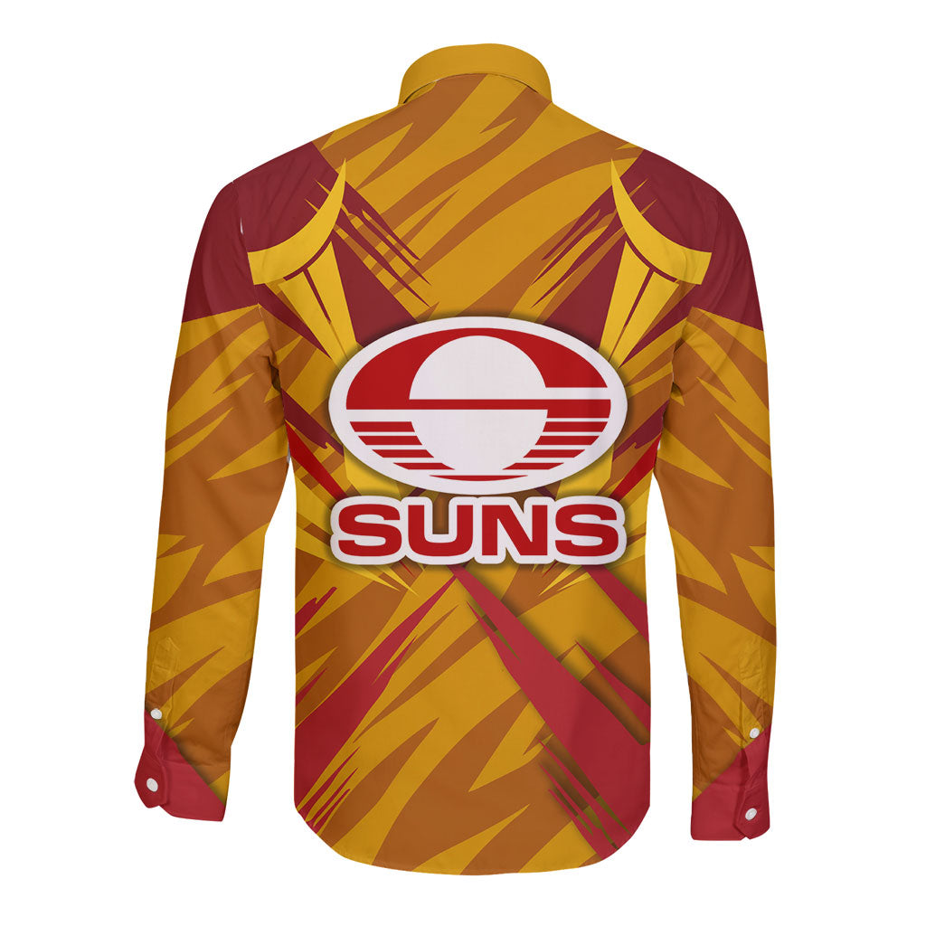 Gold Coast Suns Australian Football Long Sleeve Button Shirt Heroic Solar Mascot - Bold Team Colors