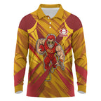 Gold Coast Suns Australian Football Long Sleeve Polo Shirt Heroic Solar Mascot - Bold Team Colors
