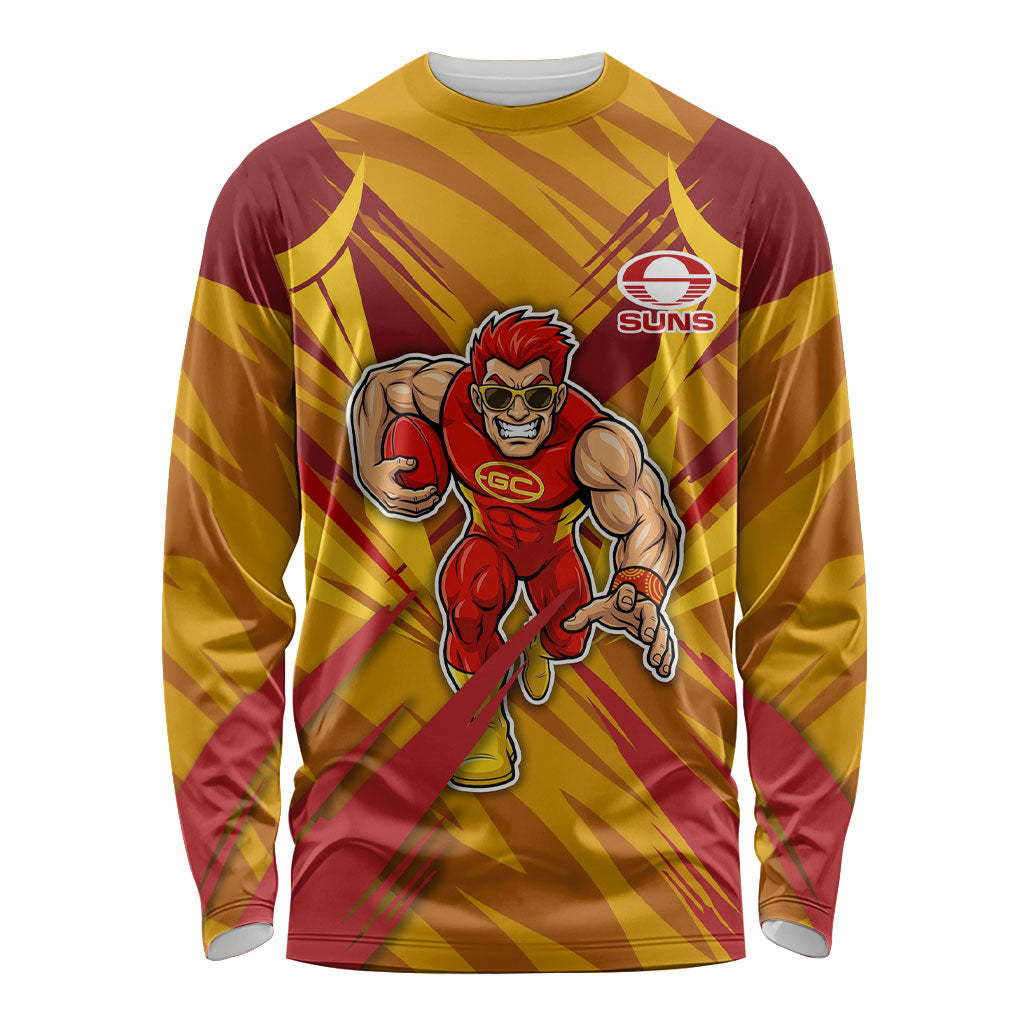 Gold Coast Suns Australian Football Long Sleeve Shirt Heroic Solar Mascot - Bold Team Colors