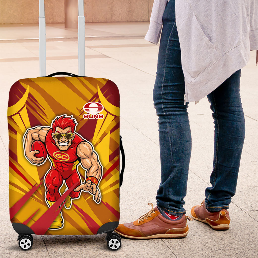 Gold Coast Suns Australian Football Luggage Cover Heroic Solar Mascot - Bold Team Colors
