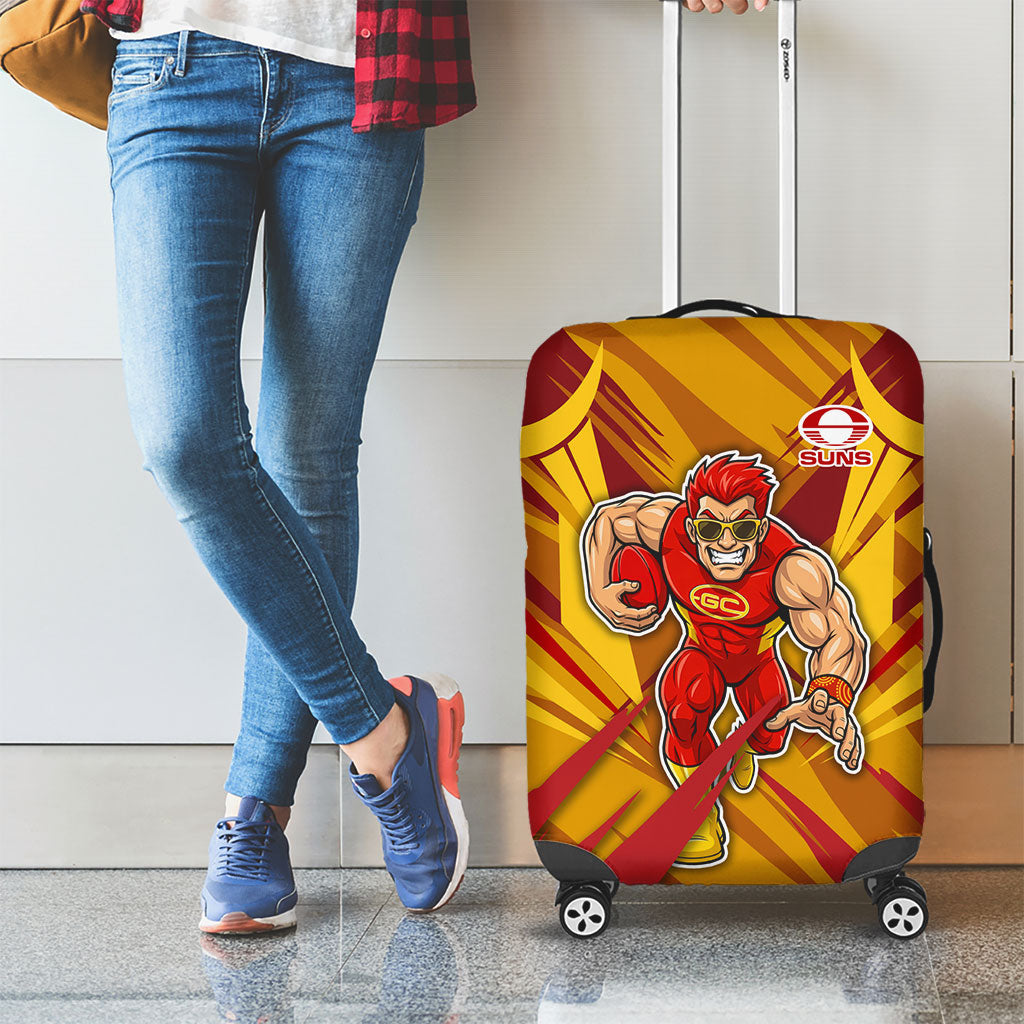 Gold Coast Suns Australian Football Luggage Cover Heroic Solar Mascot - Bold Team Colors