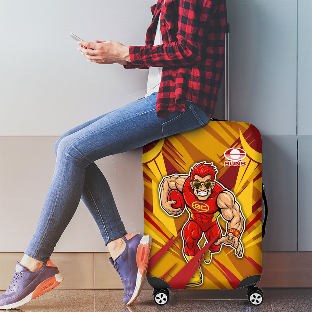 Gold Coast Suns Australian Football Luggage Cover Heroic Solar Mascot - Bold Team Colors