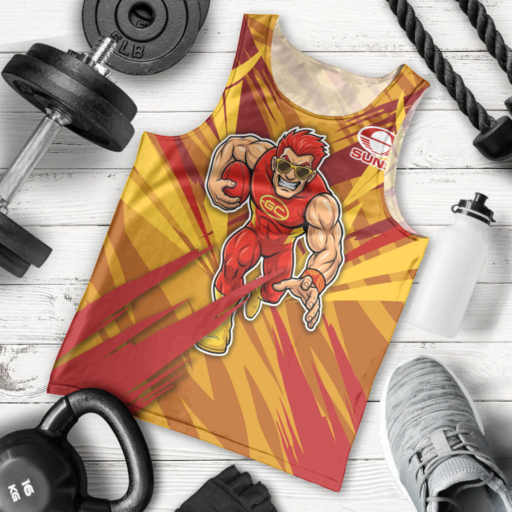 Gold Coast Suns Australian Football Men Tank Top Heroic Solar Mascot - Bold Team Colors
