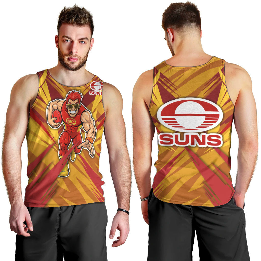 Gold Coast Suns Australian Football Men Tank Top Heroic Solar Mascot - Bold Team Colors