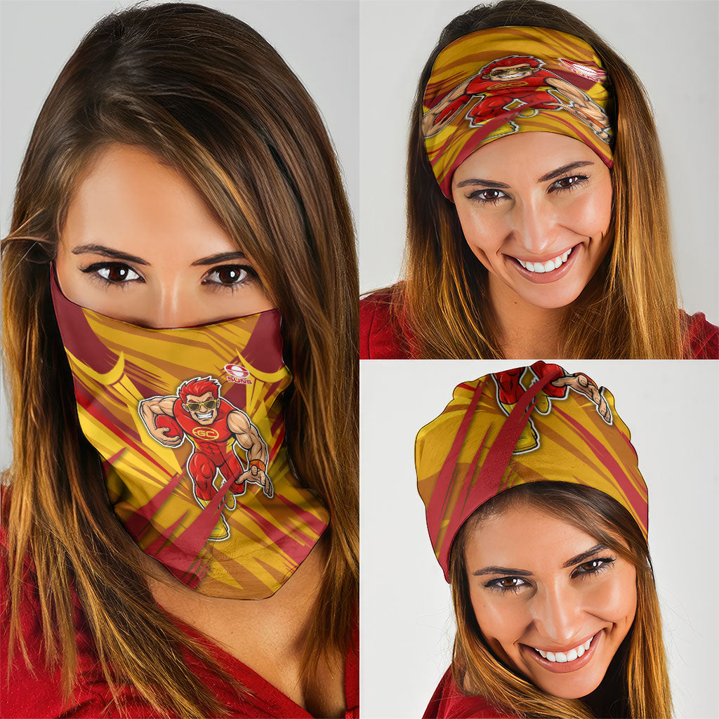 Gold Coast Suns Australian Football Neck Gaiter Heroic Solar Mascot - Bold Team Colors
