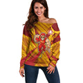 Gold Coast Suns Australian Football Off Shoulder Sweater Heroic Solar Mascot - Bold Team Colors