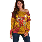 Gold Coast Suns Australian Football Off Shoulder Sweater Heroic Solar Mascot - Bold Team Colors