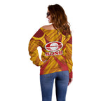 Gold Coast Suns Australian Football Off Shoulder Sweater Heroic Solar Mascot - Bold Team Colors