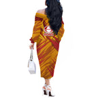 Gold Coast Suns Australian Football Off The Shoulder Long Sleeve Dress Heroic Solar Mascot - Bold Team Colors