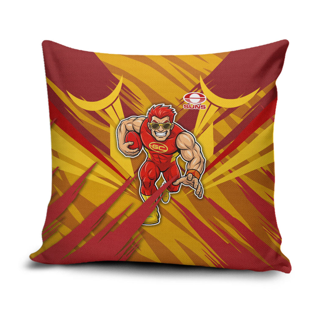 Gold Coast Suns Australian Football Pillow Cover Heroic Solar Mascot - Bold Team Colors