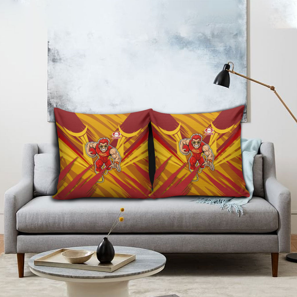 Gold Coast Suns Australian Football Pillow Cover Heroic Solar Mascot - Bold Team Colors
