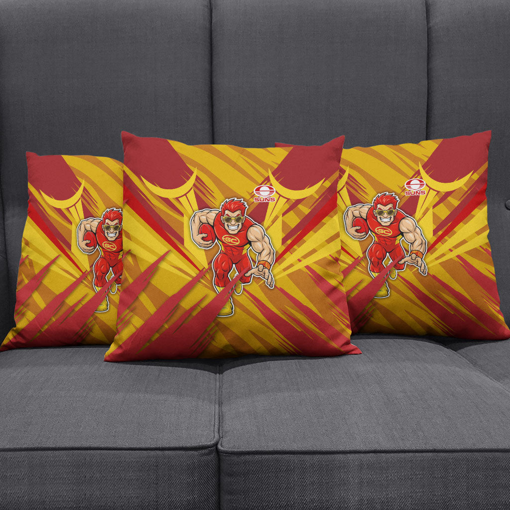 Gold Coast Suns Australian Football Pillow Cover Heroic Solar Mascot - Bold Team Colors