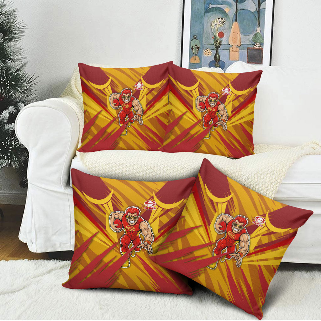 Gold Coast Suns Australian Football Pillow Cover Heroic Solar Mascot - Bold Team Colors