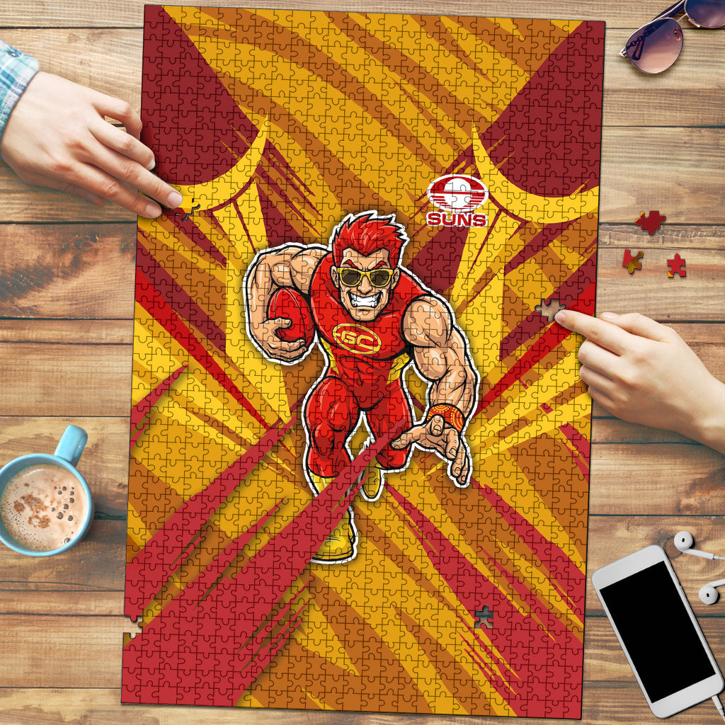 Gold Coast Suns Australian Football Puzzle Heroic Solar Mascot - Bold Team Colors