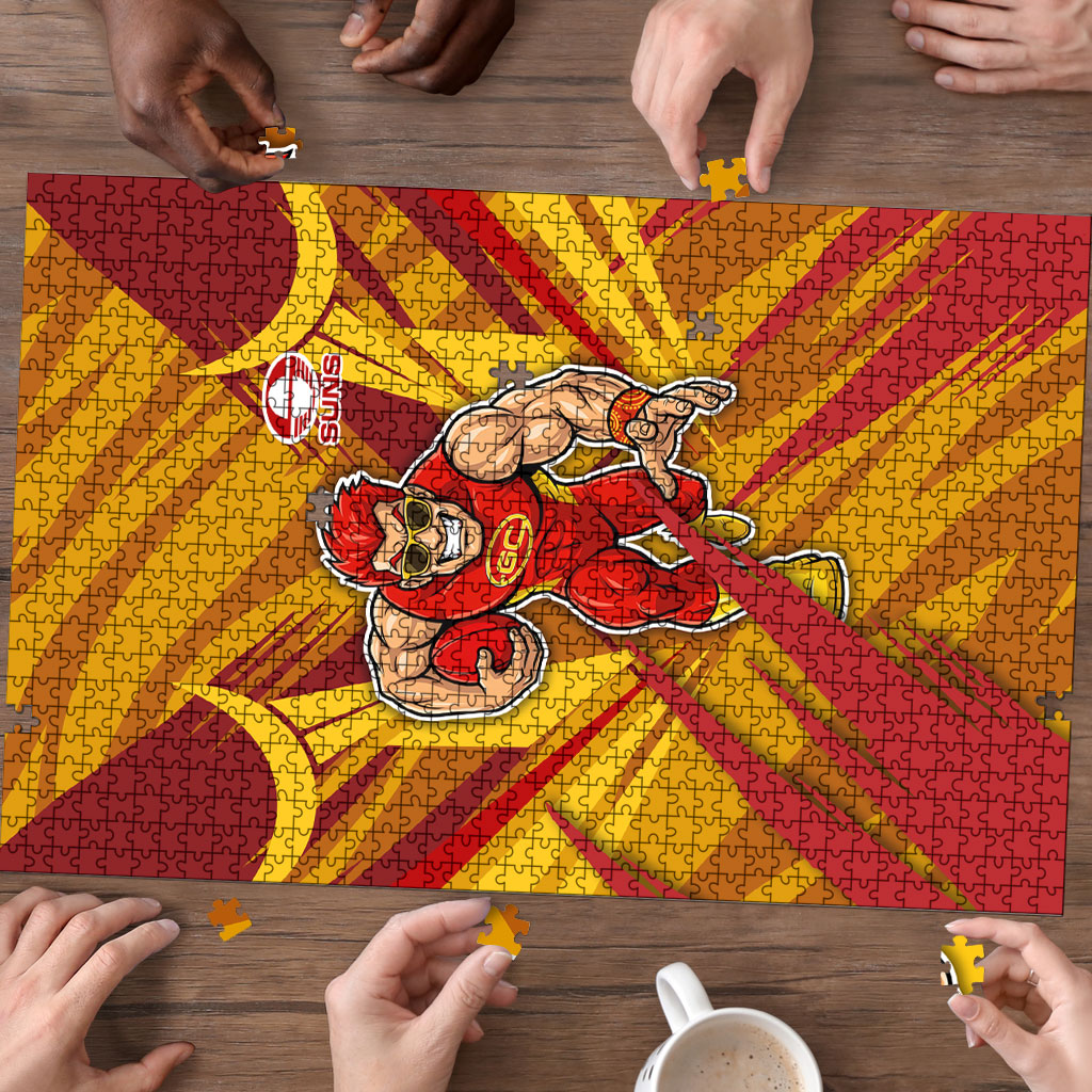 Gold Coast Suns Australian Football Puzzle Heroic Solar Mascot - Bold Team Colors