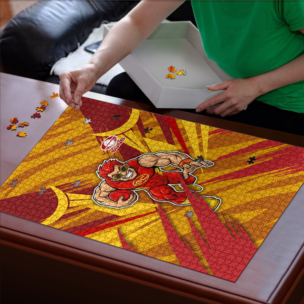 Gold Coast Suns Australian Football Puzzle Heroic Solar Mascot - Bold Team Colors