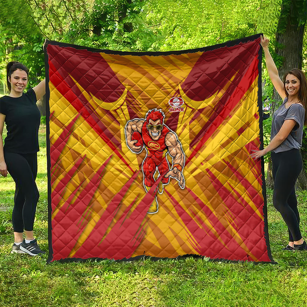 Gold Coast Suns Australian Football Quilt Heroic Solar Mascot - Bold Team Colors