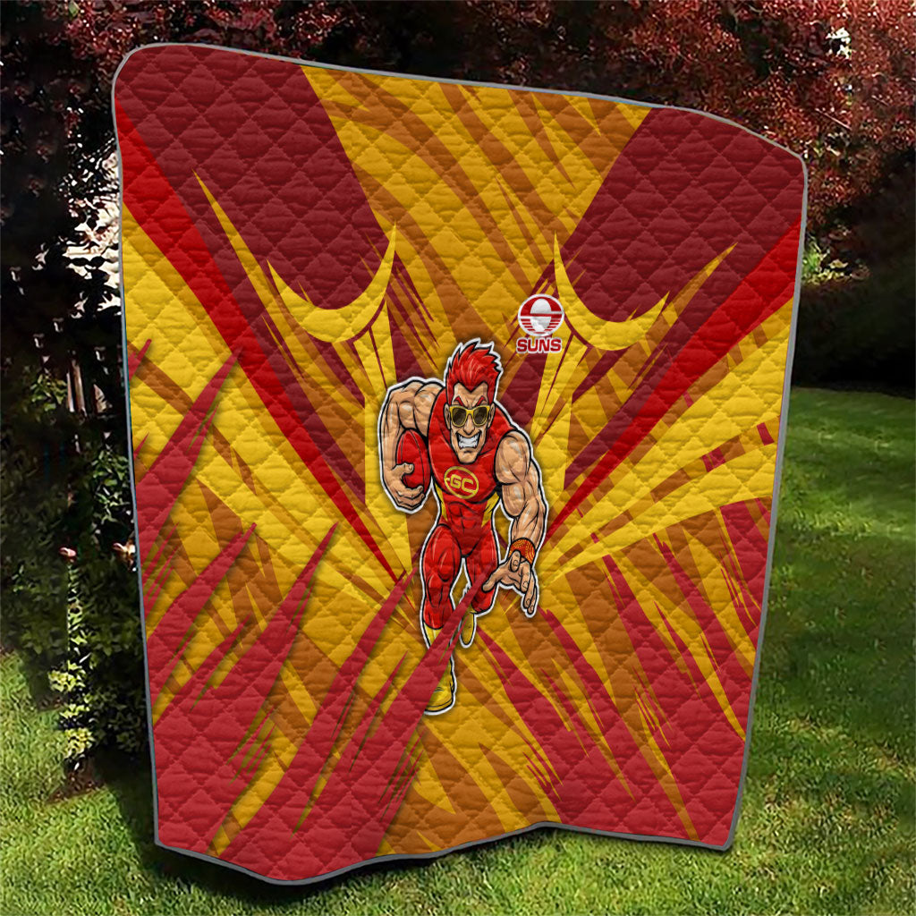 Gold Coast Suns Australian Football Quilt Heroic Solar Mascot - Bold Team Colors