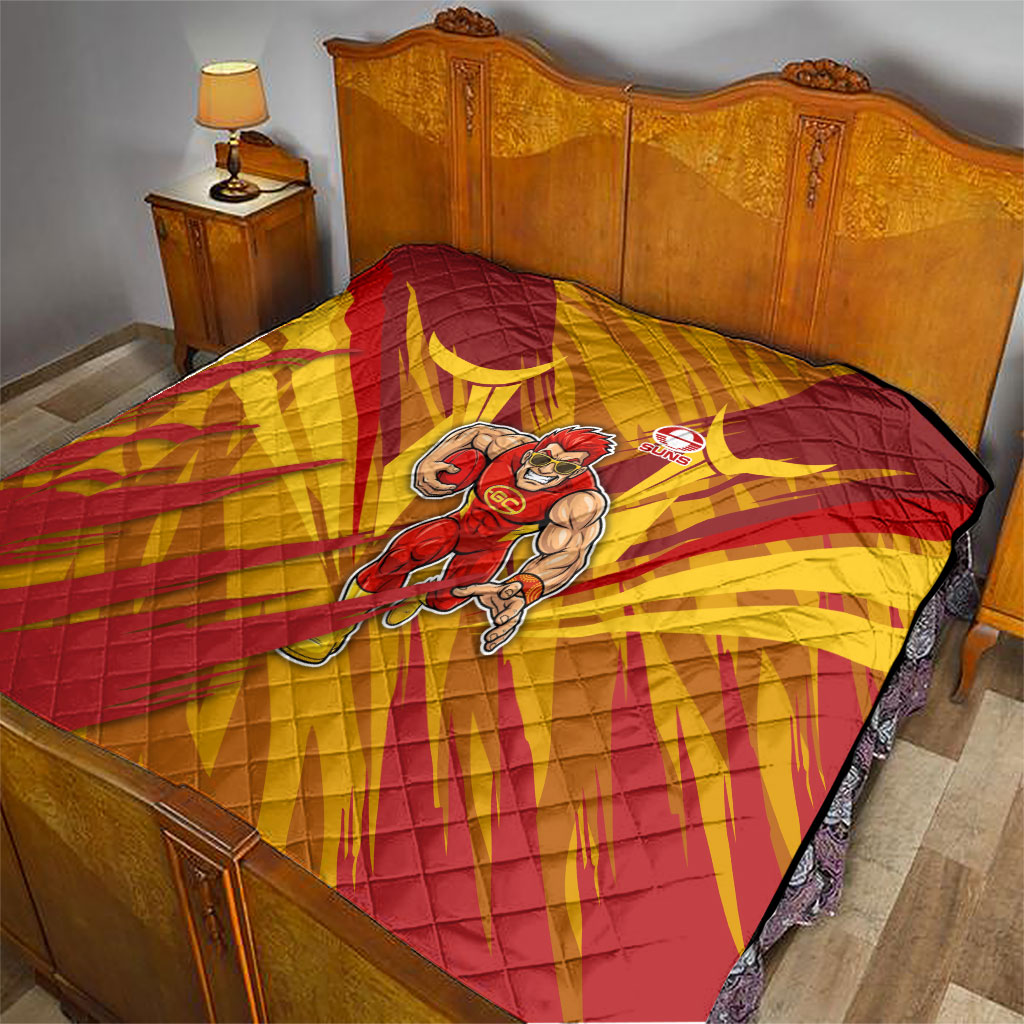 Gold Coast Suns Australian Football Quilt Heroic Solar Mascot - Bold Team Colors