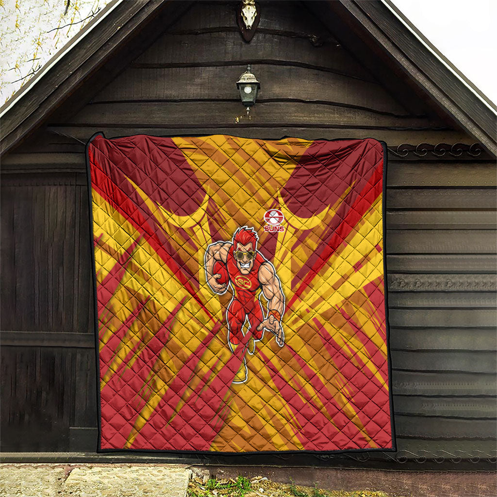 Gold Coast Suns Australian Football Quilt Heroic Solar Mascot - Bold Team Colors