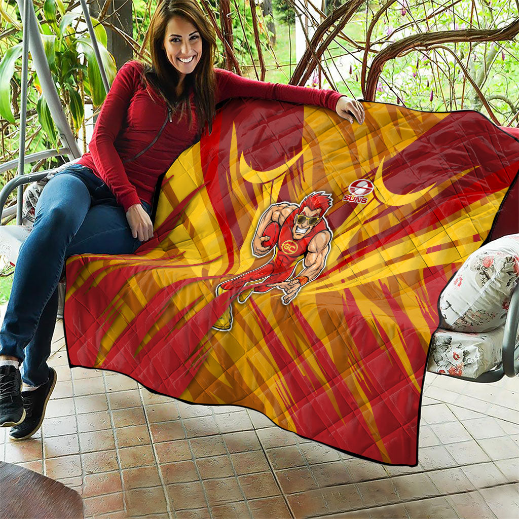 Gold Coast Suns Australian Football Quilt Heroic Solar Mascot - Bold Team Colors